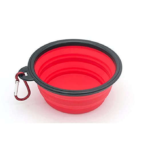 Silikonhund-Feeder-Schüssel mit Karabiner-Falten-Katzenschüssel Reisehunde Hundefüttern liefert Lebensmittel Wasser Container Haustier Zubehör (Color : Red, Size : 1000ML) von Chenran