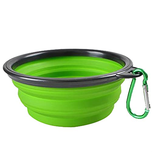 Zusammenklappbare Haustier Silikon Hund Food Water Bowl Outdoor Camping Reise Tragbare Klapptier Pet Bowl Teller mit Karabiner Pet Products (Color : Green, Size : 350ml (13x9x5.5cm)) von Chenran