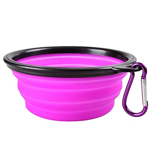 Zusammenklappbare Haustier Silikon Hund Food Water Bowl Outdoor Camping Reise Tragbare Klapptier Pet Bowl Teller mit Karabiner Pet Products (Color : Purple, Size : 1000ml (17.5x13x7cm)) von Chenran