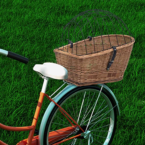 Chenshu Fahrrad-Gepäckträgerkorb mit Abdeckung, Fahrrad Korb Fuer Hinten, Fahradkorbset, Fahrrad Zubehör, Fahrradkorb Hinten, 55×31×36 cm Naturweide von Chenshu