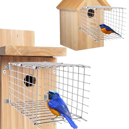 Bluebird House Raubtierschutz 2 Stück, starker Metalldraht, Vogelhaus-Eingangs-Schutz, Vogelhaus-Schutzgitter für östliche Bluebird-Box (quadratisch) von Chephon