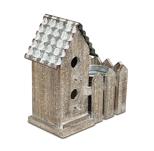 Cheung's 2-stöckiges Vogelhaus mit verzinktem Topf im Hof, Metall-Vogelhaus, Braun von Cheung's