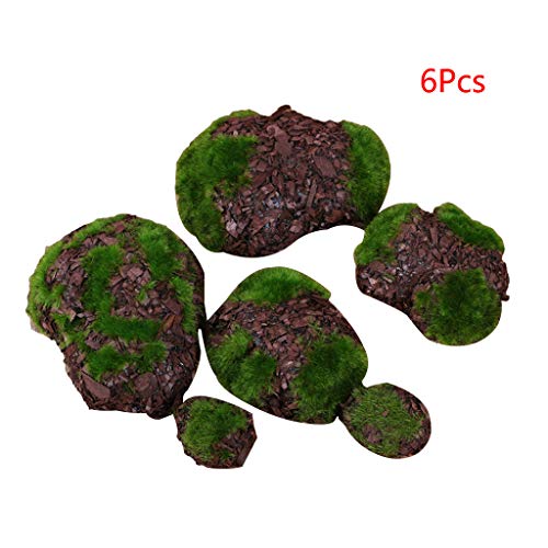 Chevnzev 6pcs Künstliche Moosfelsen Falsches & Baumbedeckung Stein Für Gartenlandschaft Dekore Pflanzendekorationen von Chevnzev