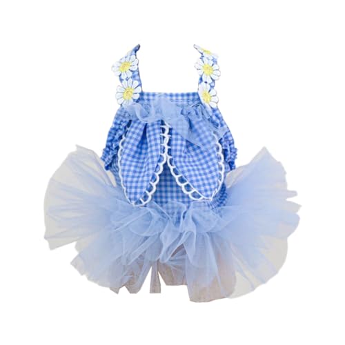Frühlings Sommerhunde Mädchen Spitzenrock Mit Blumendekorationen Freien Gehörte Hunde Katzen Kaninchen Leichtes Kleid von Chevnzev