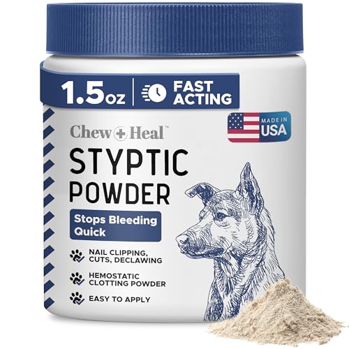 Chew + Heal Labs Styptic Pulver für Hunde, Katzen und andere Tiere – 42,5 g – schnelles Stoppen von Blutungen zum Schneiden von Nägeln und anderen feinen Schnitten – Bluthaltungspulver Chew + Heal Labs Styptic Pulver für Hunde, Katzen und andere Tiere – 42,5 g – schnelles Stoppen von Blutungen zum Schneiden von Nägeln und anderen feinen Schnitten – Bluthaltungspulver von Chew + Heal Labs