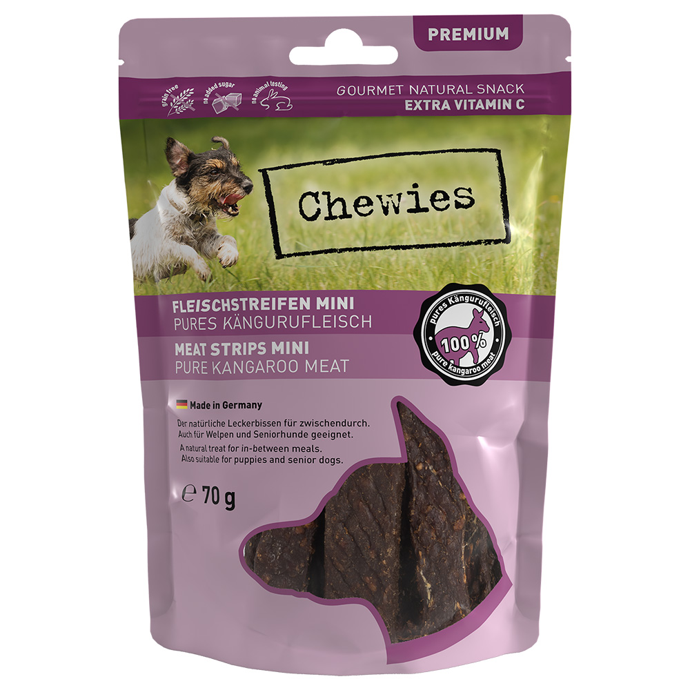 Chewies Fleischstreifen Mini - Sparpaket: Känguru 4 x 70 g Chewies Fleischstreifen Mini - Sparpaket: Känguru 4 x 70 g von Chewies