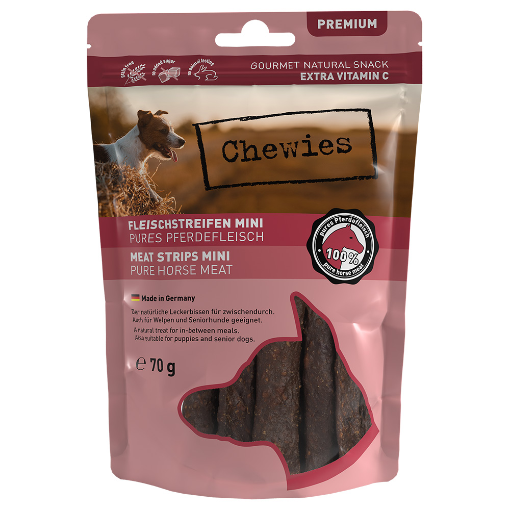 Chewies Fleischstreifen Mini - Sparpaket: Pferd 4 x 70 g von Chewies