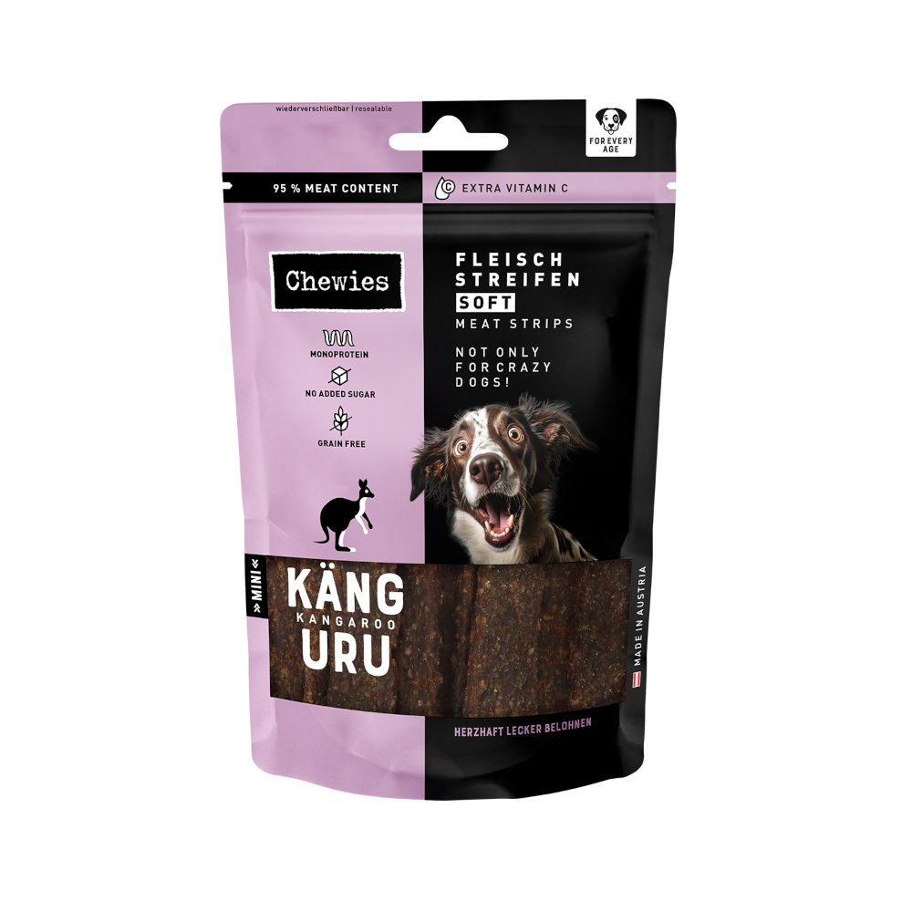 Chewies Fleischstreifen Soft 150 g - Sparpaket: Känguru 2 x 150 g von Chewies