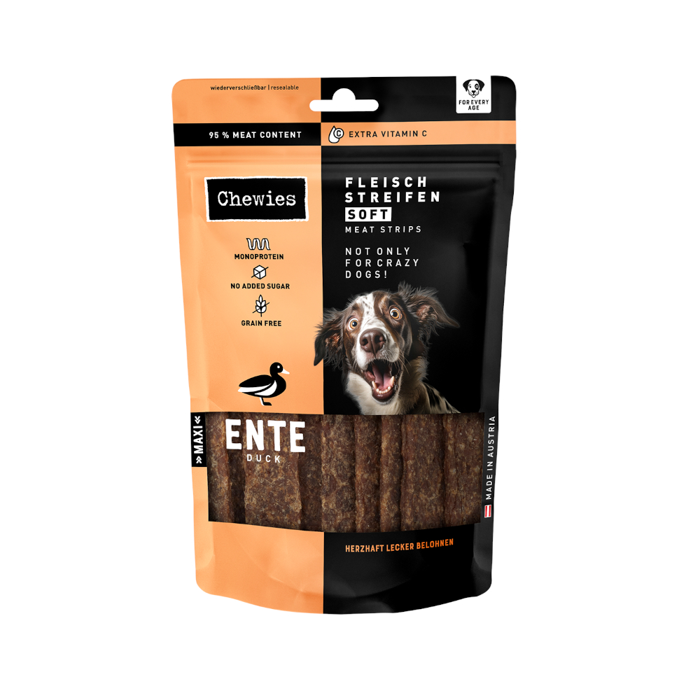 Chewies Fleischstreifen Soft 150g - Sparpaket: Ente 3 x 150 g von Chewies