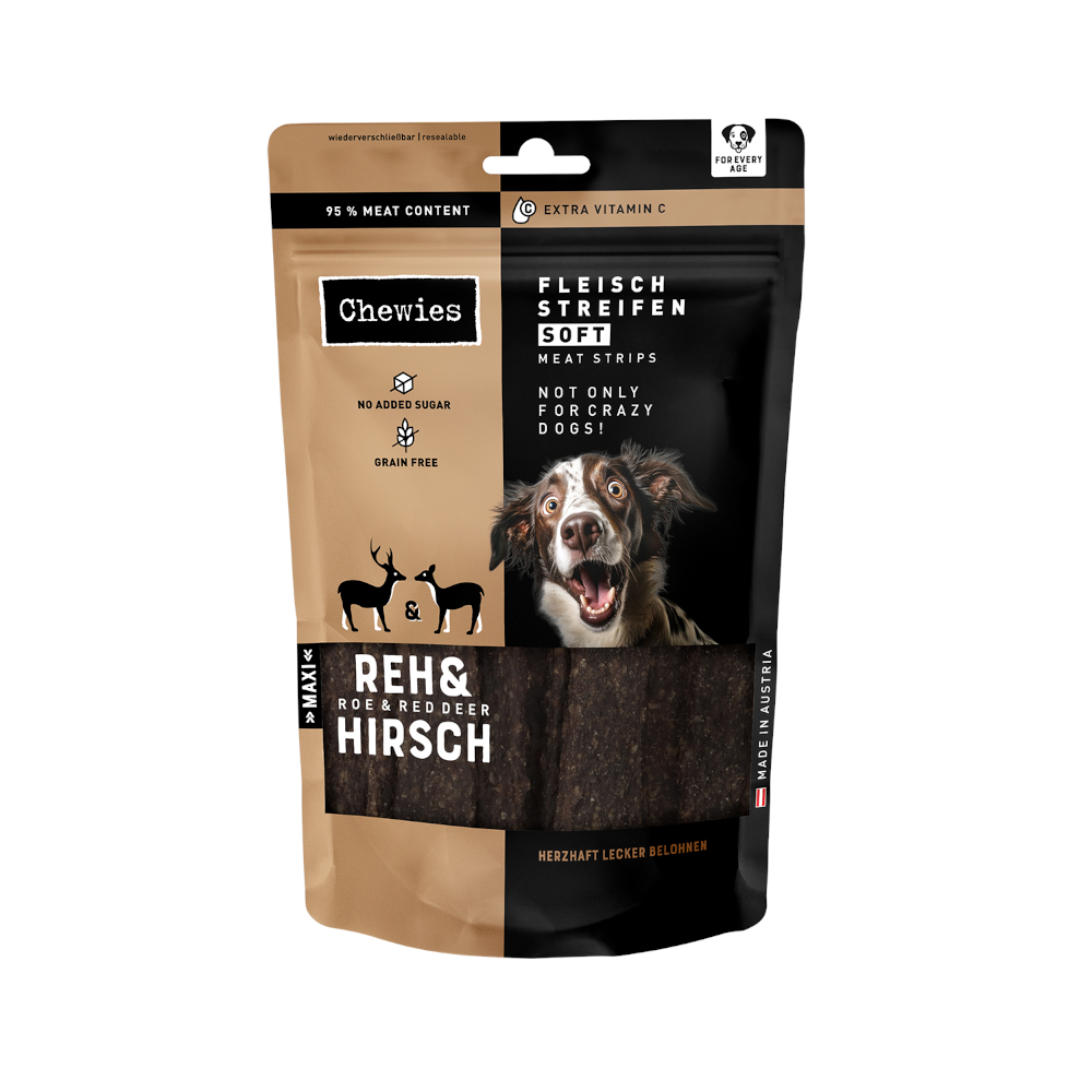 Chewies Fleischstreifen Soft 150g - Sparpaket: Reh & Hirsch 3 x 150 g Chewies Fleischstreifen Soft 150g - Sparpaket: Reh & Hirsch 3 x 150 g von Chewies