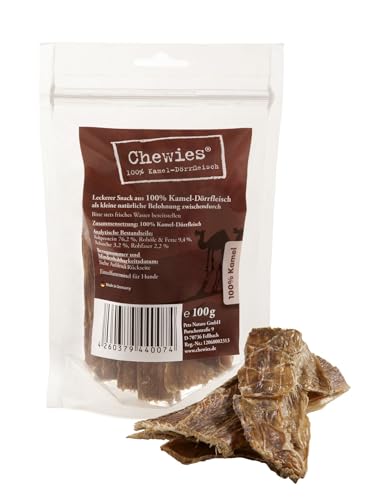 Chewies Kamel Dörrfleisch - 100 g - Natürlicher Kausnack für Hunde - Hypoallergen & ohne Zusatzstoffe - Hundesnack mit intensivem Geschmack von Chewies