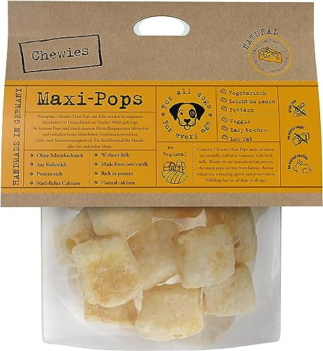 Chewies Maxi-Pops Käse Leckerli für Ihren Hund - Knusper Käse-Snack Leckereien für Hunde - laktosefreie, kalorienarme Hundeleckerli getreidefrei aus Kuh-Milch, made in Germany (70g) von Chewies