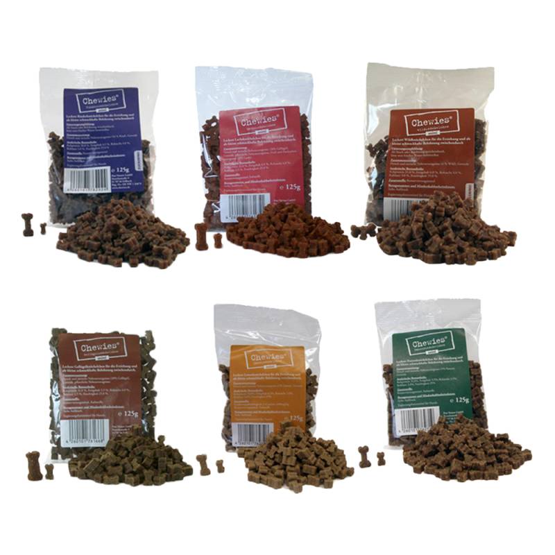 Chewies Mini Knöchelchen Mixpaket 6 Sorten - Sparpaket: 12 x 125 g von Chewies