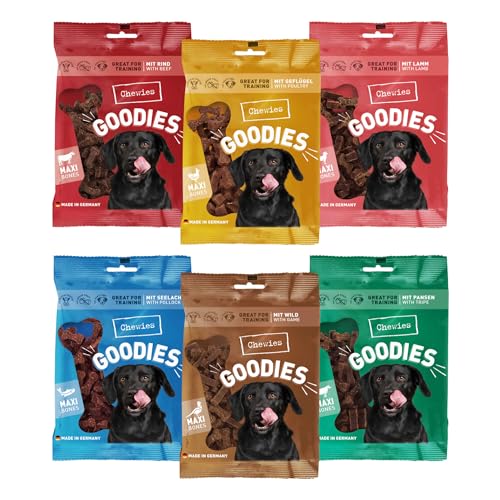 Chewies Training Maxi Snacks Hunde-Leckerli Probier-Paket - gesunde Hunde-Leckerlis ohne Zucker, ideal als Belohnung & Motivation im Hundetraining geeignet, Made in Germany (6 x 200g) von Chewies