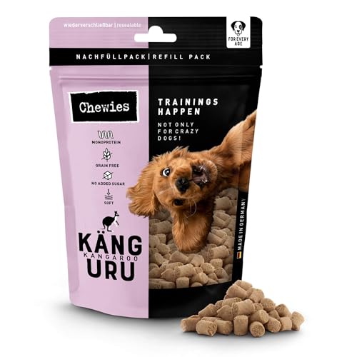 Chewies Trainings-Happen Känguru Hundeleckerli getreidefrei, Soft und ohne Zucker - Monoprotein Hunde-Leckerlis in der wiederverschließbaren Verpackung - Made in Germany (6 x 175 g) von Chewies