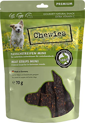 Fleischstreifen MINI Hundeleckerli aus 100 % Kaninchenfleisch - 70 g - Snack für kleine Hunde - luftgetrocknete Kaninchen Kaustreifen - hypoallergen & getreidefrei - Dörrfleisch vom Kaninchen von Chewies