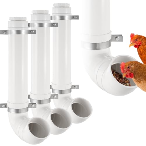 3 Pack Automatischer Hühner-Futterspender ohne Abfall, PVC-Rohr, Hühnerstall, Ratten-Beweis, Hühner-Futterstation, mit Deckel zum Aufhängen, für Hühner, Geflügel, Futterspender 3 Pack Automatischer Hühner-Futterspender ohne Abfall, PVC-Rohr, Hühnerstall, Ratten-Beweis, Hühner-Futterstation, mit Deckel zum Aufhängen, für Hühner, Geflügel, Futterspender von Chewoof