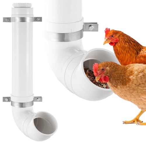Hühnerstall-Futterstation, PVC-Rohr, Rattensicher mit Deckel Geflügelfutterstation (1 Pack) von Chewoof