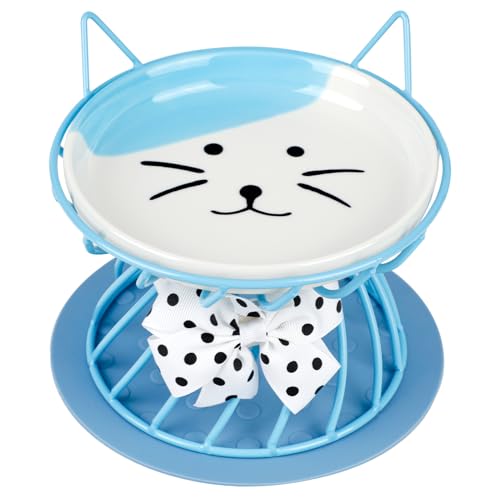 Chewtoyo Erhöhter Katzennapf aus Keramik mit Matte - Erhöhter Futternapf für Kätzchen und Welpen Chewtoyo Erhöhter Katzennapf aus Keramik mit Matte - Erhöhter Futternapf für Kätzchen und Welpen von Chewtoyo