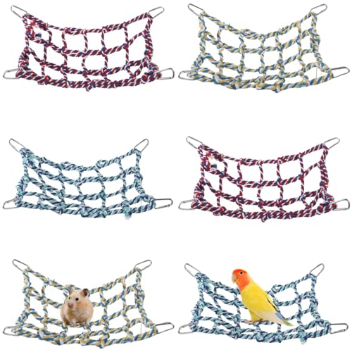 Chewtoyo Kletterseile für Rattenkäfige, 6-teiliges Set mit Karabinern, 32,6 x 21,6 cm, Baumwollseil für Meerschweinchen, Papageien und kleine Haustiere von Chewtoyo