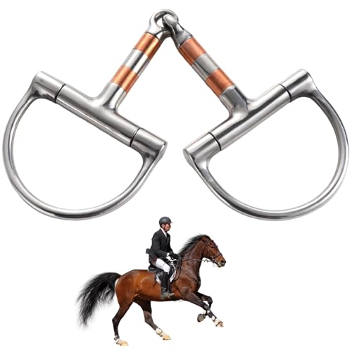 Pferdetraining-Bit, Edelstahl D-Ring mit Kupferrolle, flexibles Gelenk für Kontrolle und Komfort, ideal für Westerntraining von Chewtoyo