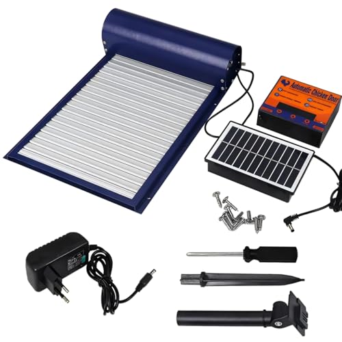 Solarbetriebene automatische Hühnerstalltür, ferngesteuertes Haustiergitter mit Timer, wasserdichte Aluminiumlegierung für Katzen, Hunde und Geflügel von Chewtoyo