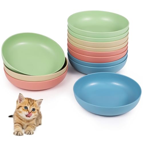 Wide & Shallow Cat Food Bowl to Relieve Whisker Fatigue, Whisker Stress Free Cat Feeding Plates, 12 Packs, for Cats, Kittens, Puppy Cat Bowls, Dishwasher Safe von Chewtoyo