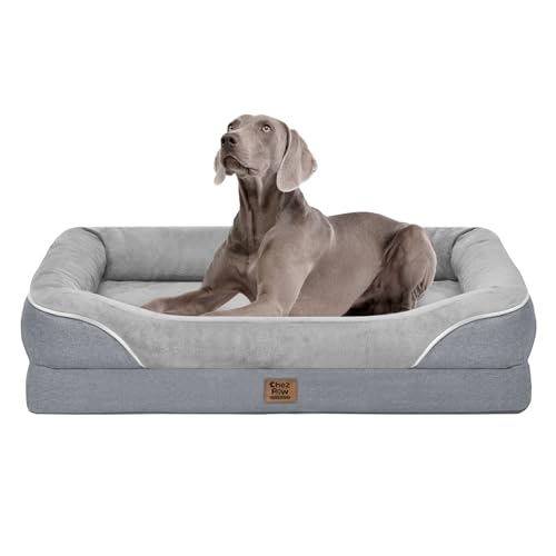 Orthopädisches großes Hundebett, waschbar, abnehmbarer, wasserdichter Bezug mit Nackenrolle, extra großes Hundebett, Schaumstoffstütze, Größe XL Orthopädisches großes Hundebett, waschbar, abnehmbarer, wasserdichter Bezug mit Nackenrolle, extra großes Hundebett, Schaumstoffstütze, Größe XL von Chez Paw