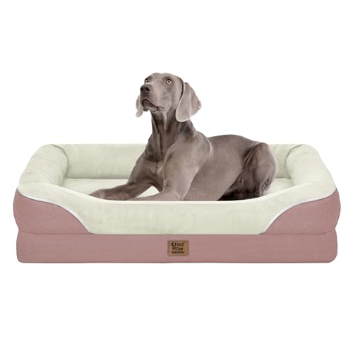 Orthopädisches waschbares großes Hundebett – abnehmbares orthopädisches Hundebett XL mit Nackenrolle, extra große Hundebetten mit waschbarem Bezug, Größe XL und L, rutschfeste Unterseite für große Orthopädisches waschbares großes Hundebett – abnehmbares orthopädisches Hundebett XL mit Nackenrolle, extra große Hundebetten mit waschbarem Bezug, Größe XL und L, rutschfeste Unterseite für große von Chez Paw