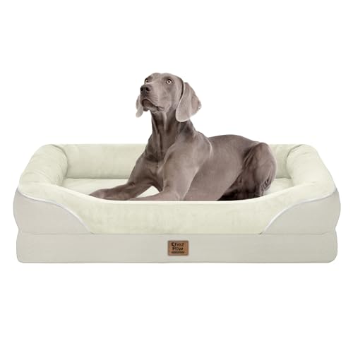 Waschbares, orthopädisches großes Hundebett, abnehmbarer, wasserdichter Bezug mit Nackenrolle, maschinenwaschbar, extra große Hundebetten, Schaumstoffunterstützung, Größe XL Waschbares, orthopädisches großes Hundebett, abnehmbarer, wasserdichter Bezug mit Nackenrolle, maschinenwaschbar, extra große Hundebetten, Schaumstoffunterstützung, Größe XL von Chez Paw