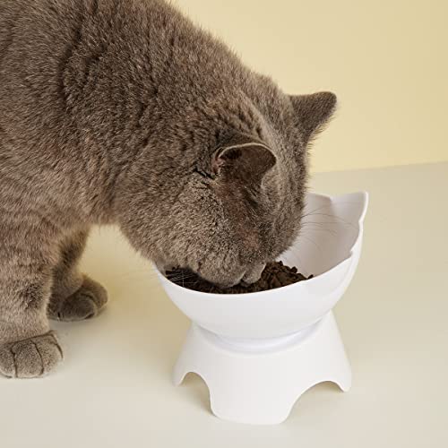 Chi-buy Erhöhter Futternapf für Hunde, Katzen, transparent, mit rutschfester Unterseite, für Haustiere, Wasserfutterspender, geeignet für mittelgroße, kleine Hunde und Katzen (weiß) von Chi-buy