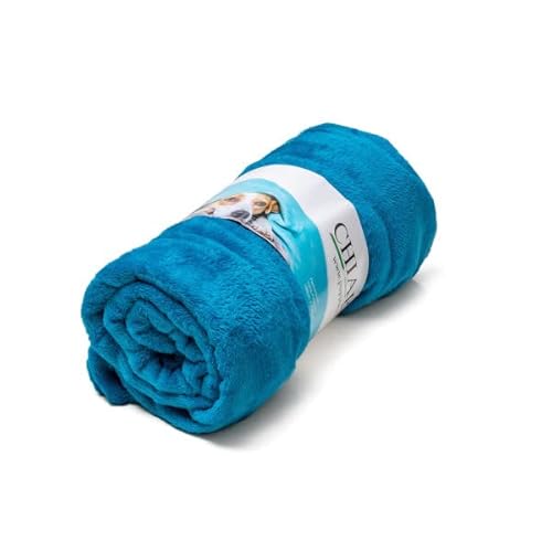 Chiara Kuscheldecke für Hunde (Flauschige Fleecedecke, ideal auch als Sofaschoner oder Sofaüberwurf gegen Hundehaare, Kuscheldecke auch für die Besitzer, Größe: 130x180cm) Farbe: Blau von Chiara