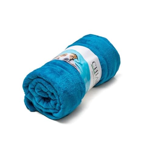 Chiara Kuscheldecke für Hunde (Flauschige Fleecedecke, ideal auch als Sofaschoner oder Sofaüberwurf gegen Hundehaare, Kuscheldecke auch für die Besitzer, Größe: 130x180cm) Farbe: Blau von Chiara