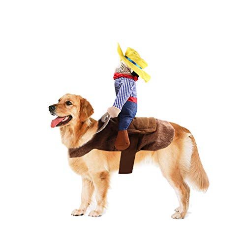 Chiatai Halloween-Kostüme für Hunde, Cowboy-Reiter, Hundekleidung, Haustier-Reiter, Dekoration, Festivals, Größe M von Chiatai