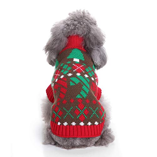 Chiatai Hund Weihnachten Winter Pullover, Weihnachtsbaum Strickpullover Hund Urlaub Haustier Kleidung Pullover für Hunde Welpen Kätzchen Katzen L von Chiatai