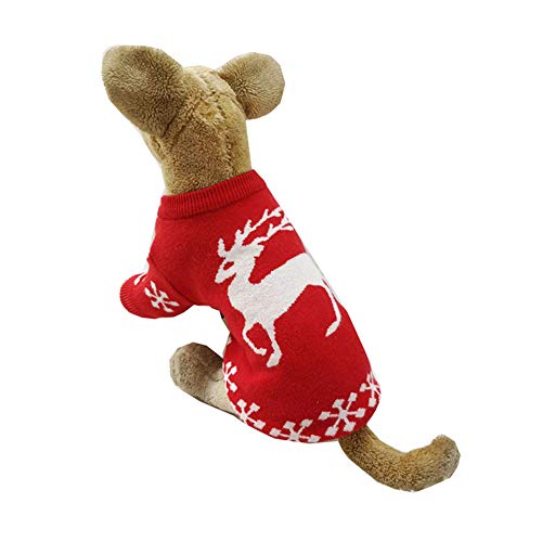 Chiatai Hunde-Strickpullover, niedlicher Welpen-Wollpullover, Rentier-Elch-Kostüm, Kleid, Winter, Weihnachten, Strickwaren, warmer Mantel, XL von Chiatai