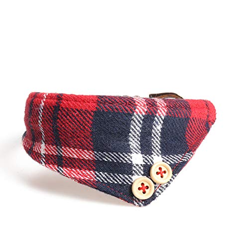 Chiatai Hundehalsband mit Kopftuch oder Fliege, verstellbares Karo-Kopftuch-Set Schalzubehör für kleine mittelgroße große Hundekatzen Schwarzer roter Karierter Schal, M. von Chiatai