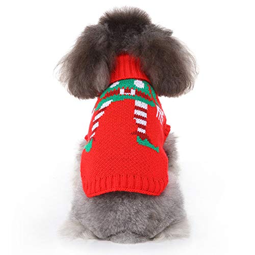 Chiatai Hundepullover, Weihnachtspullover für Haustiere, Katzen, Welpen, Strickwaren, Winter-Sweatshirt, Mantel, Rot, Größe L von Chiatai