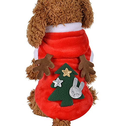 Chiatai Niedliche Haustier-Weihnachtskleidung, Weihnachtsbaum Elch Kostüm Hoodie Mantel für Katzen Hunde Xmas Verkleidung Warm Party Anzug Geschenke L von Chiatai