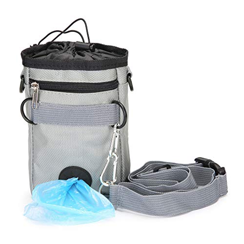 Chiatai Waterproof Dog Treat Pouch Bag, Pet Training Walking Treat Bag mit verstellbarem Gürtel, eingebauter Poo Bag Dispenser Grey von Chiatai