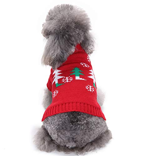 Chiatai Weihnachts-Hundekostüme, Hunde-Winter-Pullover, Mantel, Haustier-Weihnachtsbaum-Strickpullover, warme Kleidung für Hunde, Welpen, Kätzchen, Katzen, L von Chiatai