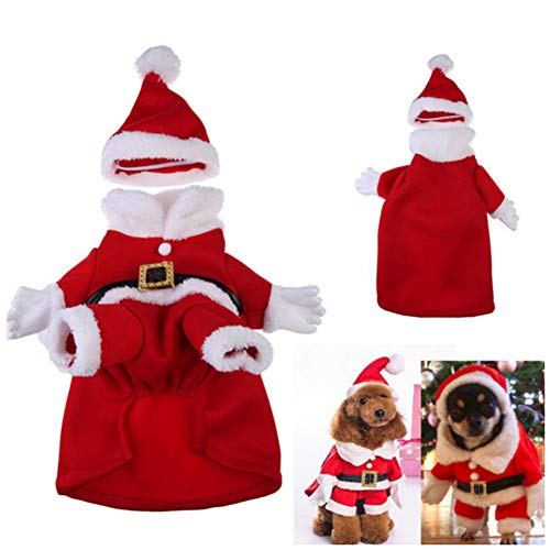 Chiatai Weihnachts-Outfit, Haustierkleidung, niedlicher Weihnachtsmann, Hund, Katze, Kostüme mit Weihnachtsmann-Mütze, Größe M von Chiatai