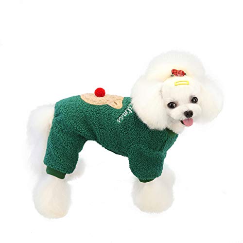 Chiatai Weihnachtspullover für Hunde und Katzen, Fleece, Rentier, Elch, Grün, Größe L von Chiatai