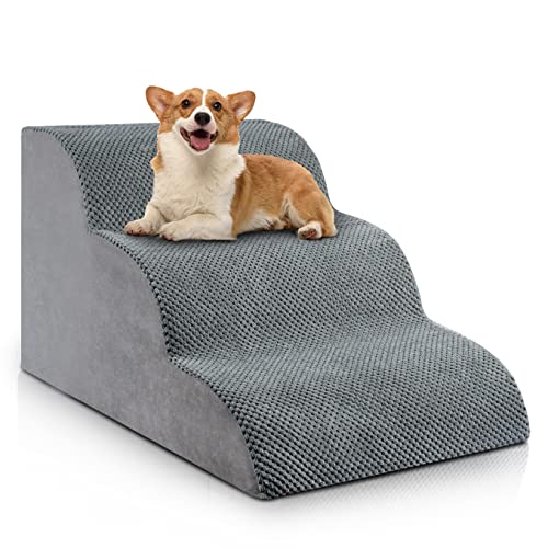 Chic Threads Hundetreppe für kleine Hunde, 3-stufige Hundetreppe für hohe Betten und Couch, Haustiertreppe für kleine Hunde und Katzen, rutschfeste, stabile Hundetreppe für den Innenbereich Chic Threads Hundetreppe für kleine Hunde, 3-stufige Hundetreppe für hohe Betten und Couch, Haustiertreppe für kleine Hunde und Katzen, rutschfeste, stabile Hundetreppe für den Innenbereich von Chic Threads