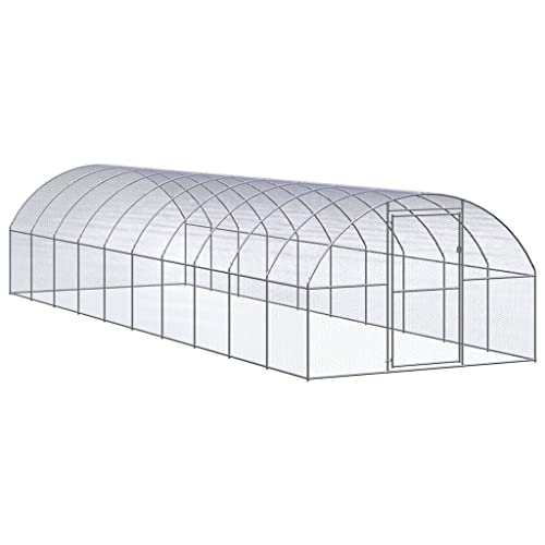 ChicAbode Outdoor-Hühnerstall Hühnerkäfig Hühnerhaus 3x10x2 m Verzinkter Stahl Ohne Dach von ChicAbode