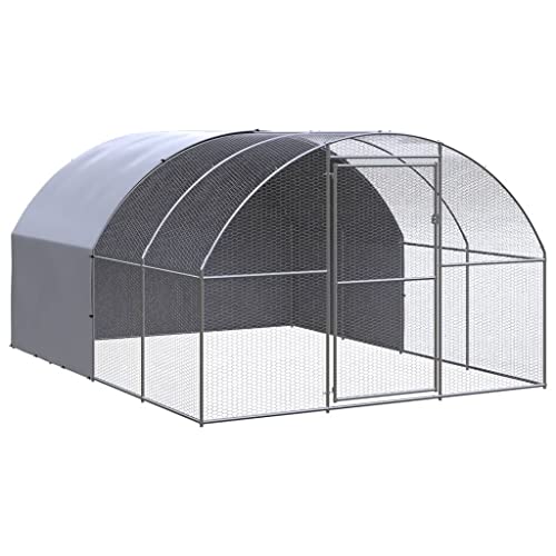 ChicAbode Outdoor-Hühnerstall Hühnerkäfig Hühnerhaus 3x4x2 m Verzinkter Stahl Mit Dach von ChicAbode