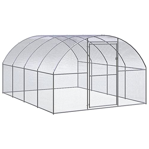 ChicAbode Outdoor-Hühnerstall Hühnerkäfig Hühnerhaus 3x4x2 m Verzinkter Stahl Ohne Dach von ChicAbode