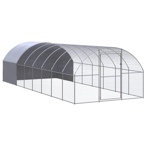 ChicAbode Outdoor-Hühnerstall Hühnerkäfig Hühnerhaus 3x8x2 m Verzinkter Stahl Mit Dach von ChicAbode