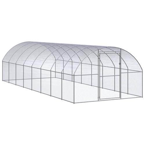 ChicAbode Outdoor-Hühnerstall Hühnerkäfig Hühnerhaus 3x8x2 m Verzinkter Stahl Ohne Dach von ChicAbode