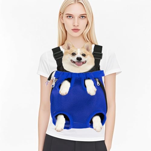 Haustier-Tragerucksack, Netzgewebe, atmungsaktiv, vorne mit elastischem Hals, erhältlich in 7 Farben (Blau, L) von Chichenshangwu